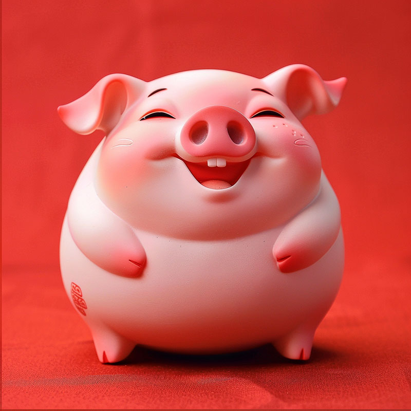 【十二生肖】慢回彈胖小豬小口開心豬送人生日禮物公仔桌面擺件