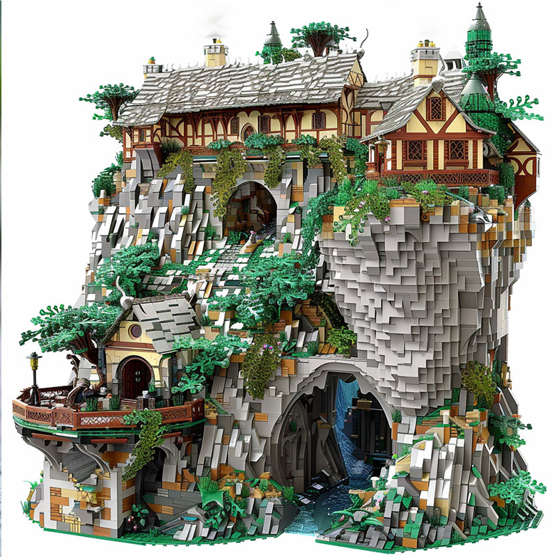  定制指環(huán)王周邊小顆粒積木成人拼接城堡森林場(chǎng)景玩具益智休閑玩具