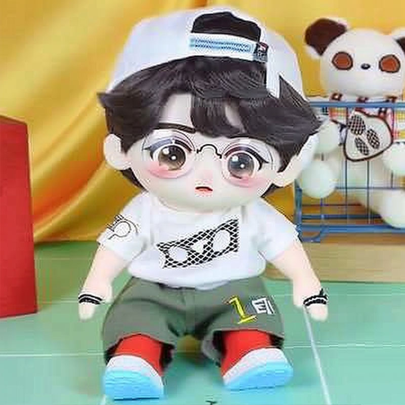 定制20cm棉花娃娃可愛陽(yáng)光男孩戴帽子可換衣服仿真人毛絨玩偶公仔