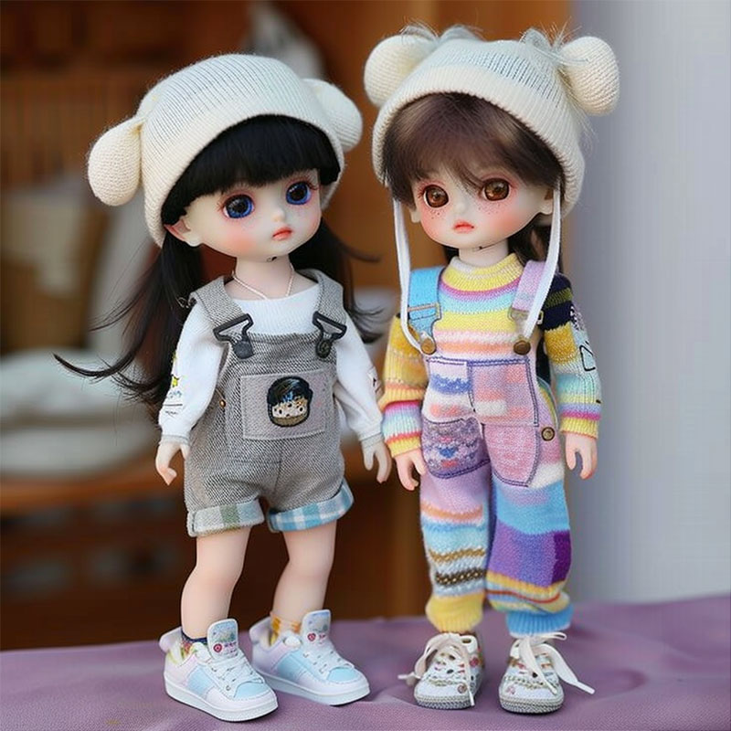 定制棉花娃娃有骨架公仔換穿衣服姐妹一對(duì)過(guò)家家穿背帶褲玩偶