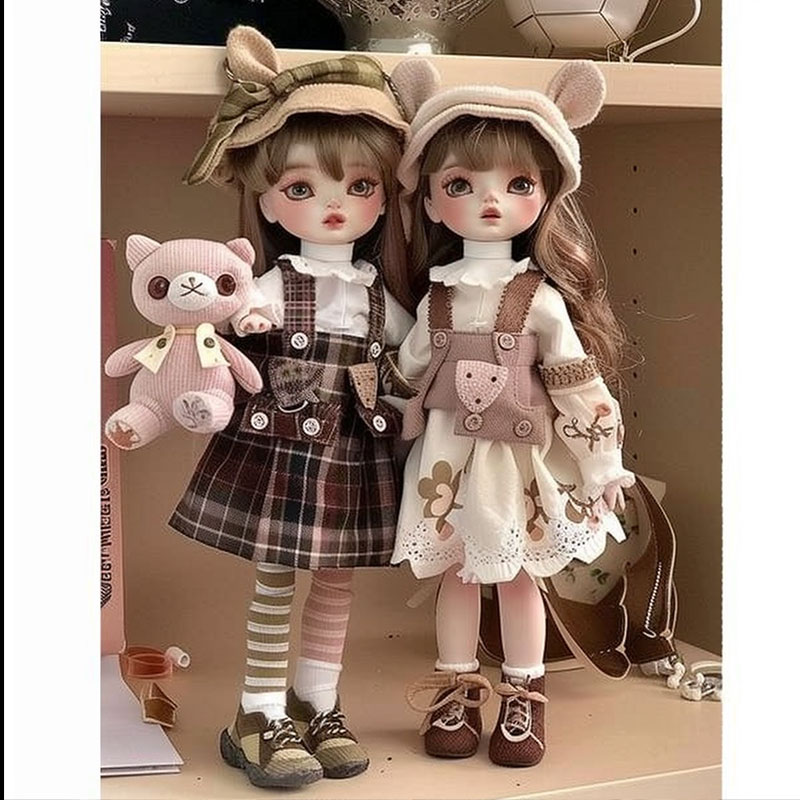 定制棉花娃娃有骨架公仔換穿衣服姐妹與寵物過(guò)家家穿裙子玩偶