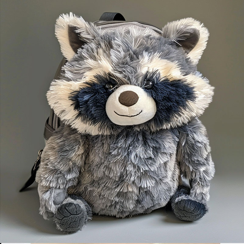 創(chuàng)意幼兒園書包小浣熊背包高顏值毛絨玩偶掛背大容量小熊貓雙肩包