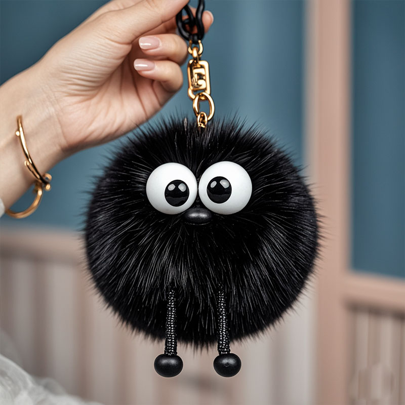 定制黑色毛絨小煤炭書(shū)包掛件裝飾品公仔盲盒手辦加工定制廠家