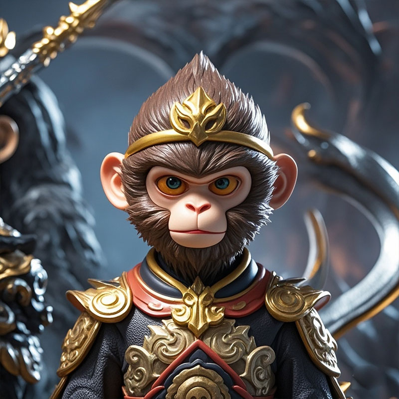 定制Q版黑暗風格天命人猴子塑膠PVC電腦桌面擺件玩具盲盒手辦