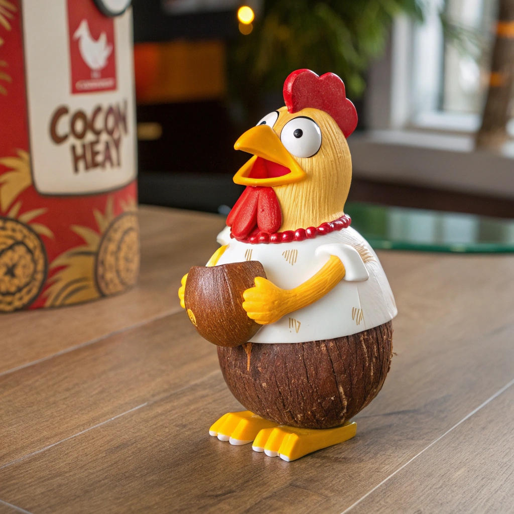 定制呆萌椰子雞餐飲品牌IP形象塑膠玩具彩色噴漆文旅創(chuàng)意紀念品